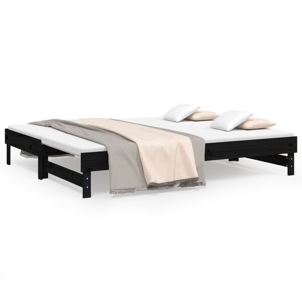 vidaXL Pull-out Day Bed without Mattress Black 2x(90x200) cm