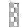 vidaXL Book Cabinet Room Divider Concrete Grey 60x24x155 cm