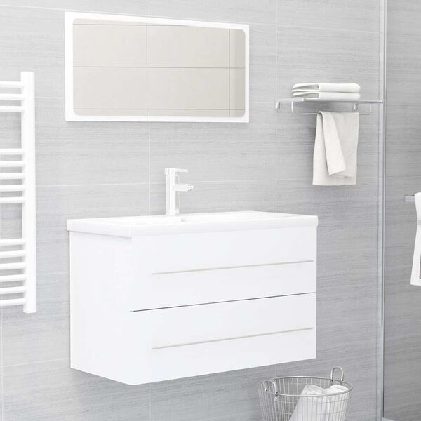 vidaXL 2 Piece Bathroom Furniture Set White Engineered Wood