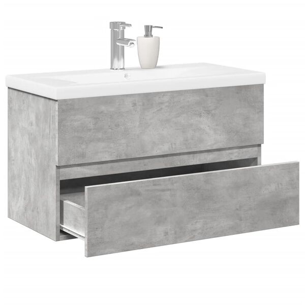 vidaXL 2 Piece Bathroom Furniture Set Concrete Grey Engineered Wood