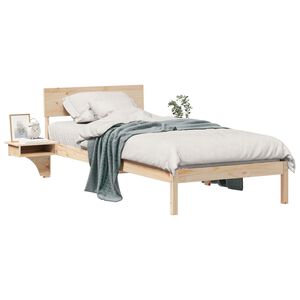 vidaXL Bed Frame with Headboard Brown 90 x 190 cm Solid Pine Wood