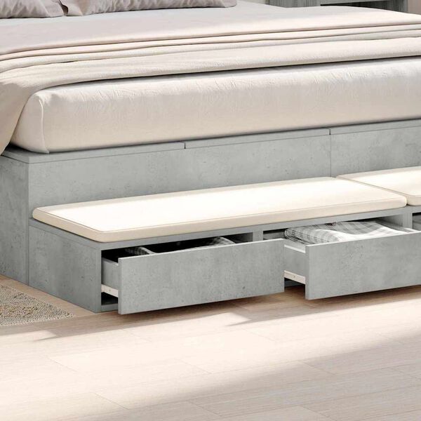 vidaXL Bed Drawers Concrete Grey 180 x 36.5 x 16.5 cm Engineered Wood