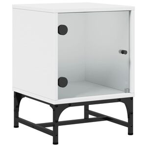 vidaXL Bedside Cabinet with Glass Door White 35x37x50 cm