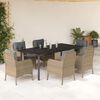 vidaXL 7 Piece Garden Dining Set with Cushions Beige Poly Rattan