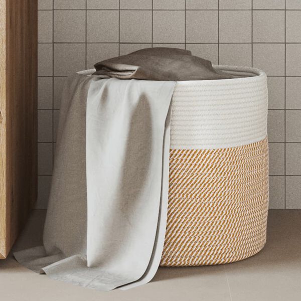 vidaXL Storage Basket Brown and White &Oslash;40x35 cm Cotton