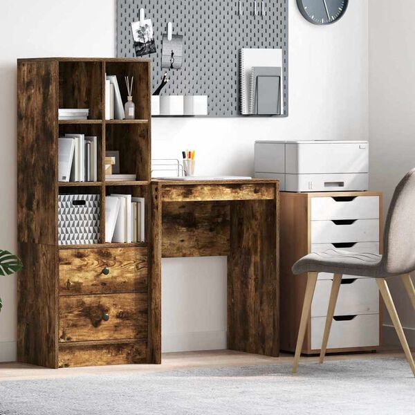 vidaXL Desk Smoked oak 60 x 40 x 76 cm Engineered wood