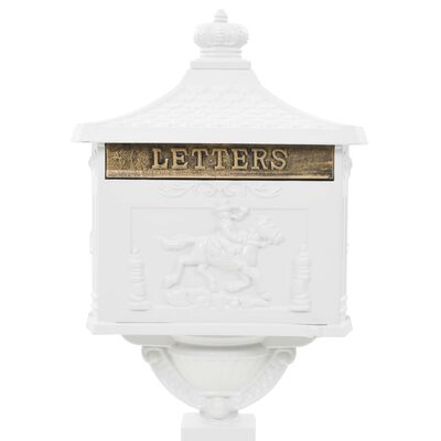 vidaXL Pedestal Letterbox Aluminium Vintage Style Rustproof White