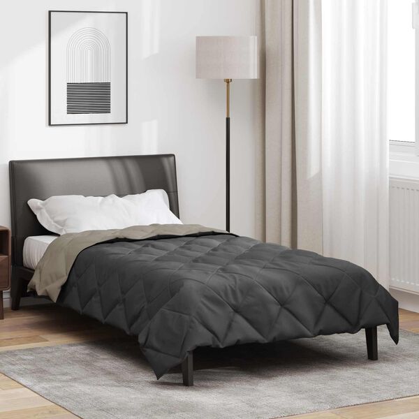 vidaXL Summer Duvet Light Grey and Anthracite 220 x 155 cm Microfiber