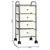 vidaXL 4-Drawer Mobile Storage Trolley White Plastic