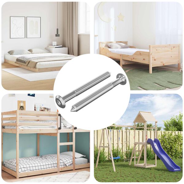 vidaXL Furniture Screws 2 pcs Silver M6 x 60 mm Steel