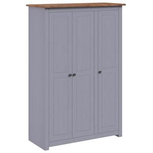 vidaXL 3-Door Wardrobe Grey 118x50x171.5 cm Pine Panama Range