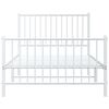 vidaXL Metal Bed Frame without Mattress with Footboard White 100x200cm