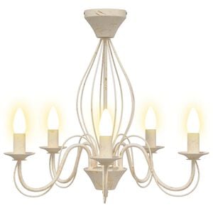 vidaXL Chandelier E14 Metal Antique White &Oslash; 52 x 47 cm