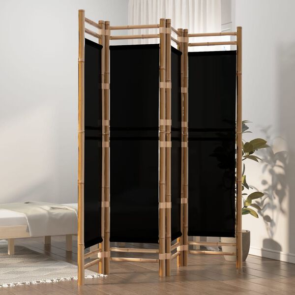 vidaXL Folding 4-Panel Room Divider 160 cm Bamboo and Canvas