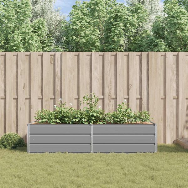 vidaXL Planter Light Grey 195 x 100 x 45 cm Galvanised Steel