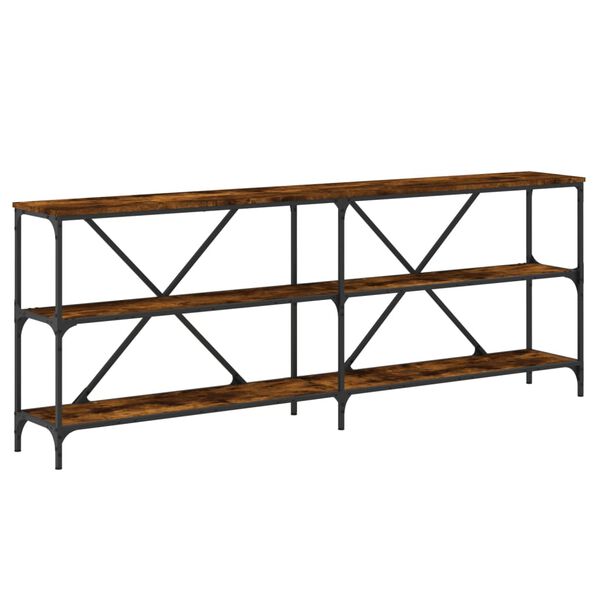 vidaXL Console Table Smoked Oak 200x30x75 cm Engineered Wood and Iron