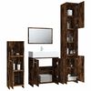 vidaXL 4 Piece Bathroom Furniture Set Smoked Oak Engineered Wood