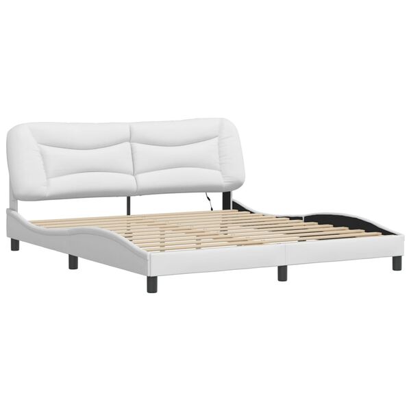 vidaXL Bed Frame with LED without Mattress "Hvar" White 180x200 cm