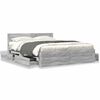 vidaXL Bed Frame with Headboard without Mattress Grey Sonoma 150x200 cm King Size