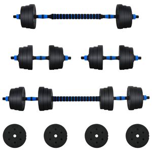 vidaXL 2-in-1 Dumbbell Set 30kg Black and Blue