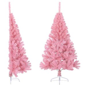 vidaXL Christmas Tree | Pink | PVC, Steel | Tall | Decorative Inlays