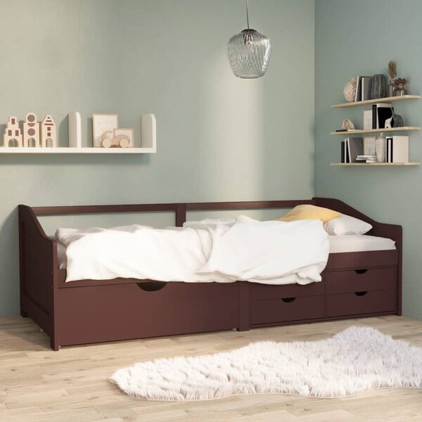 vidaXL 3-Seater Day Bed without Mattress Dark Brown Solid Pinewood 90x200cm