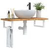 vidaXL Basin Shelf Wall Mounted Steel and Solid Wood Oak