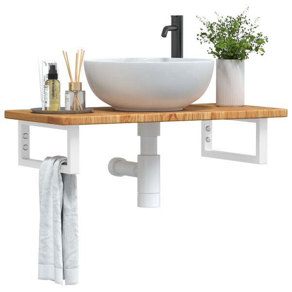 vidaXL Basin Shelf Wall Mounted Steel and Solid Wood Oak