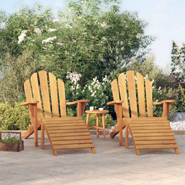 vidaXL Garden Adirondack Chairs with Footrests 2 pcs Solid Wood Teak