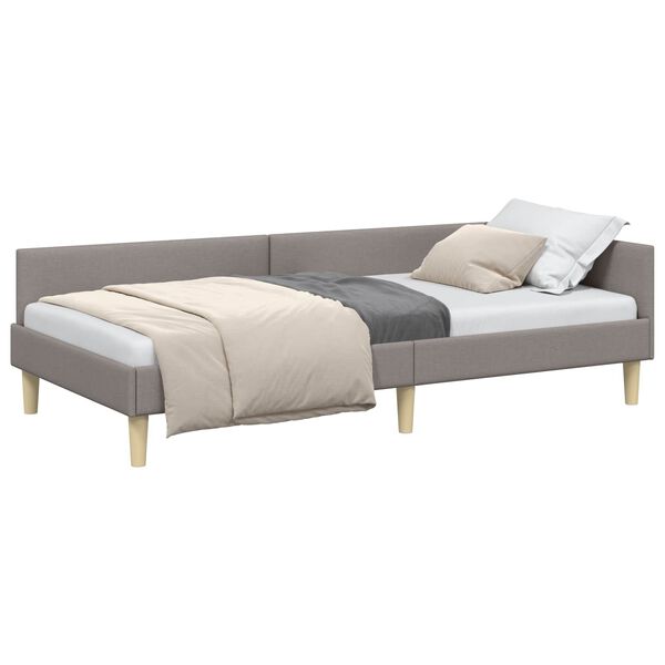 vidaXL Corner Bed Frame with Headboard Taupe 90 x 200 cm Fabric