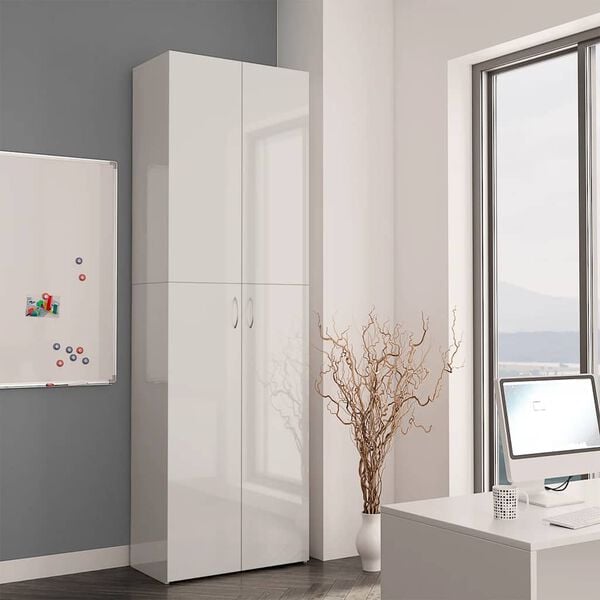 vidaXL Office Cabinet High Gloss White 60x32x190 cm Engineered Wood
