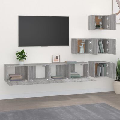 vidaXL Wall-mounted TV Cabinet Grey Sonoma Engineered Wood