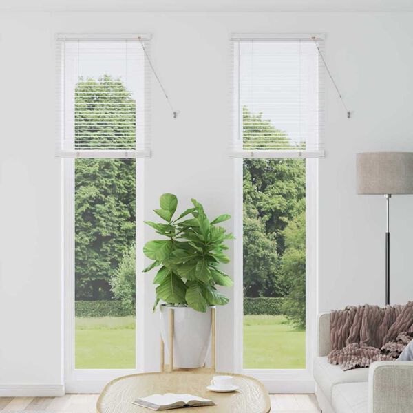 vidaXL Window Blind with Curtains Manual White Aluminium
