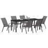 vidaXL Garden Dining Set 7 pcs Grey and Black Powder-coated Steel