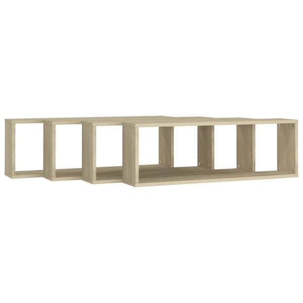 vidaXL Wall Cube Shelf 4 pcs Sonoma Oak 80x15x26.5 cm Engineered Wood