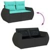 vidaXL 7 Piece Garden Sofa Set with Cushions Black Poly Rattan Acacia