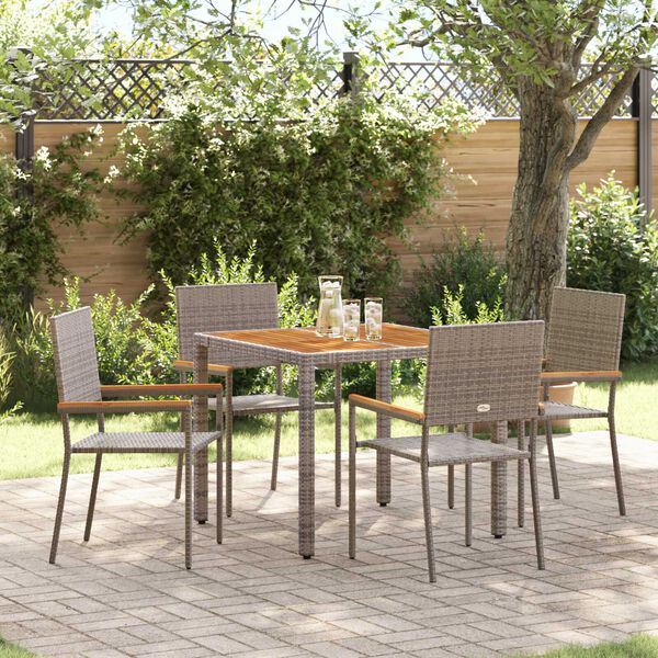 vidaXL Garden Dining Set 5 pcs Grey Poly Rattan