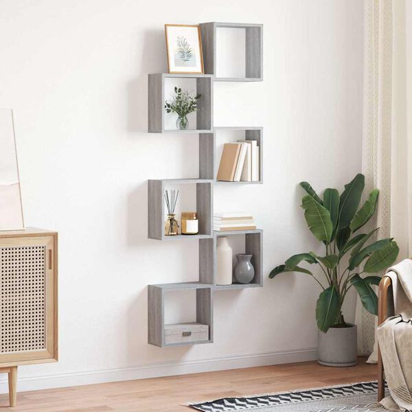 vidaXL Wall Cube Shelves 6 pcs Grey Sonoma 30x15x30 cm