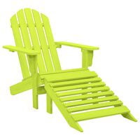 vidaXL Garden Adirondack Chair with Ottoman Solid Fir Wood Green
