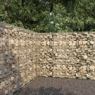vidaXL Gabion Wall with Cover Galvanised Steel 300x50x200 cm