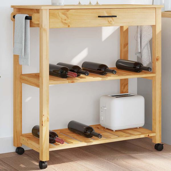 vidaXL Kitchen Trolley MONZA 84x40x88.5 cm Solid Wood Pine
