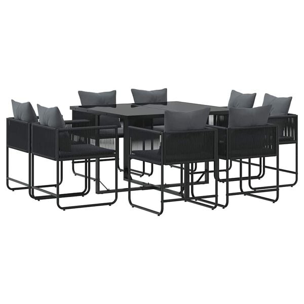 vidaXL Garden Dining Set 9 pcs Black Steel