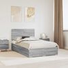 vidaXL Bed Frame with Drawer Grey Sonoma 135 x 190 cm Engineered Wood