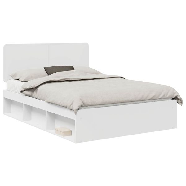 vidaXL Bed Frame with Headboard White 150 x 200 cm Solid Pine Wood