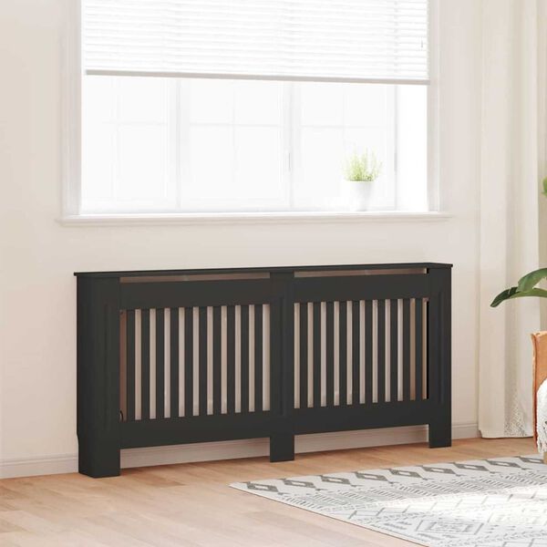 vidaXL Radiator Cover 2 pcs Black 172 x 19 x 81.5cm Engineered Wood