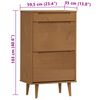 vidaXL Shoe Cabinet MOLDE Brown 59.5x35x103 cm Solid Wood Pine