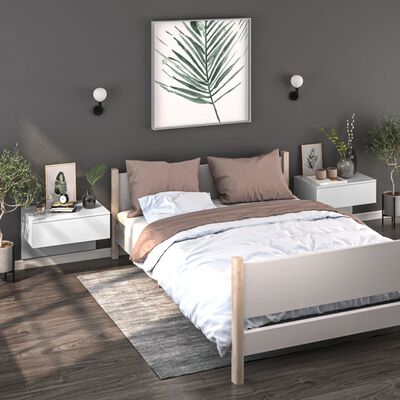 vidaXL Wall-mounted Bedside Cabinet High Gloss White