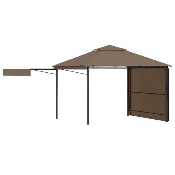 vidaXL Gazebo with Double Extending Roofs 3x3x2.75 m Taupe 180g/m&sup2;