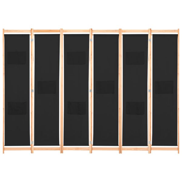 vidaXL 6-Panel Room Divider Black 240x170x4 cm Fabric