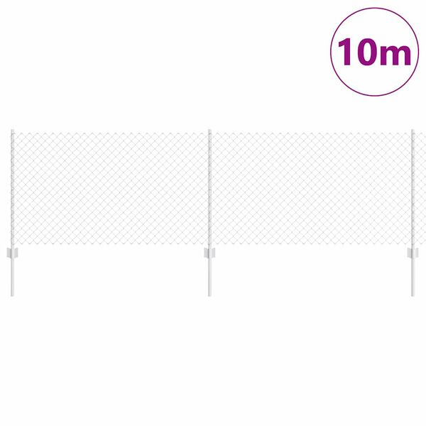 vidaXL Fence with Post Silver 0.8 x 10 m Steel